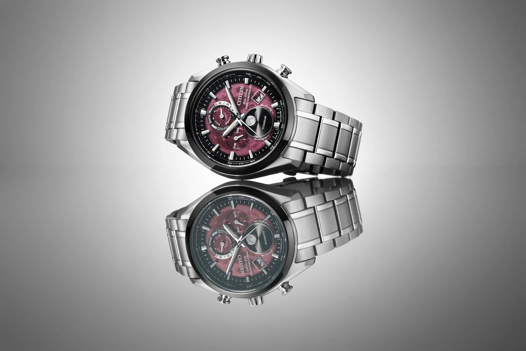 Tsuki-yomi A-T Red Dial Super Titanium Bracelet BY1018-55X | CITIZEN